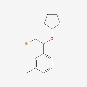 molecular formula C14H19BrO B13484560 1-(2-Bromo-1-(cyclopentyloxy)ethyl)-3-methylbenzene 