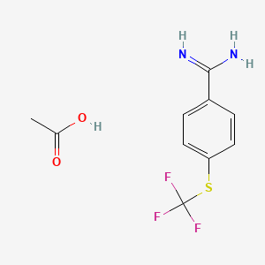 4-[(Trifluoromethyl)sulfanyl]benzene-1-carboximidamide, acetic acid