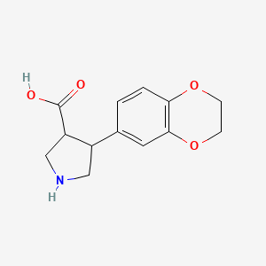 molecular formula C13H15NO4 B13485058 4-(2,3-Dihydro-1,4-benzodioxin-6-yl)pyrrolidine-3-carboxylic acid 