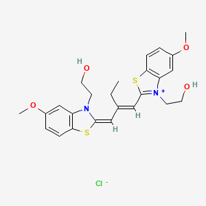 2-[(2E)-2-[(2E)-2-[[3-(2-hydroxyethyl)-5-methoxy-1,3-benzothiazol-3-ium-2-yl]methylidene]butylidene]-5-methoxy-1,3-benzothiazol-3-yl]ethanol;chloride