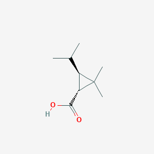 molecular formula C9H16O2 B13486164 (1R,3R)-3-Isopropyl-2,2-dimethylcyclopropane-1-carboxylic acid 