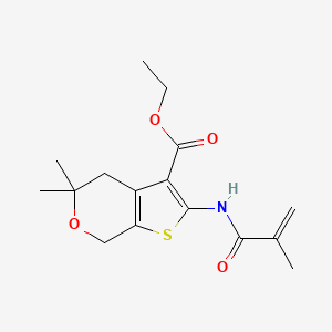 molecular formula C16H21NO4S B1348662 Ethyl 5,5-dimethyl-2-(2-methylprop-2-enoylamino)-4,7-dihydrothieno[2,3-c]pyran-3-carboxylate 