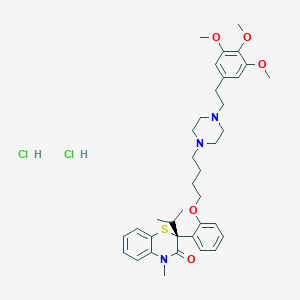 molecular formula C37H51Cl2N3O5S B134867 R-(+)-3,4-二氢-2-异丙基-4-甲基-2-(2-(4-(4-(2(3,4,5-三甲氧基苯基)乙基)哌嗪基)丁氧基)苯基)-2H-1,4-苯并噻嗪-3-酮二盐酸盐 CAS No. 132259-10-0