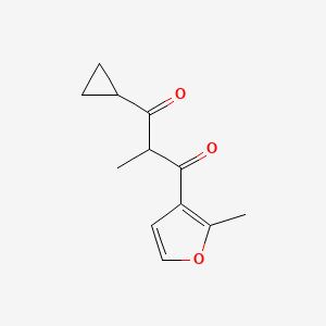 molecular formula C12H14O3 B13486788 1-Cyclopropyl-2-methyl-3-(2-methylfuran-3-yl)propane-1,3-dione 