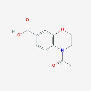 molecular formula C11H11NO4 B13486796 4-acetyl-3,4-dihydro-2H-1,4-benzoxazine-7-carboxylic acid 