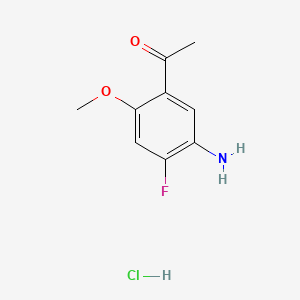 molecular formula C9H11ClFNO2 B13486813 1-(5-Amino-4-fluoro-2-methoxyphenyl)ethan-1-one hydrochloride 