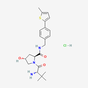 molecular formula C23H32ClN3O3S B13486840 (2S,4R)-1-[(2S)-2-amino-3,3-dimethylbutanoyl]-4-hydroxy-N-{[4-(5-methylthiophen-2-yl)phenyl]methyl}pyrrolidine-2-carboxamide hydrochloride 