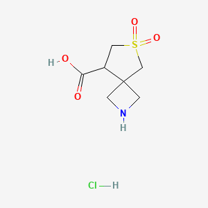 molecular formula C7H12ClNO4S B13486846 6,6-Dioxo-6lambda6-thia-2-azaspiro[3.4]octane-8-carboxylic acid hydrochloride 