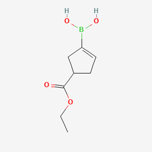 molecular formula C8H13BO4 B13486907 (4-(Ethoxycarbonyl)cyclopent-1-en-1-yl)boronic acid 