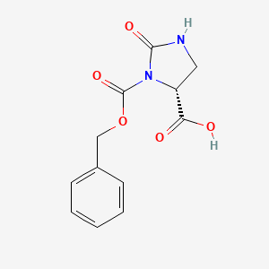 molecular formula C12H12N2O5 B1348698 (R)-3-((Benzyloxy)carbonyl)-2-oxoimidazolidine-4-carboxylic acid CAS No. 634614-25-8