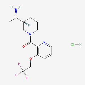 molecular formula C15H21ClF3N3O2 B13487048 ((R)-3-((S)-1-Aminoethyl)piperidin-1-yl)(3-(2,2,2-trifluoroethoxy)pyridin-2-yl)methanone hydrochloride 