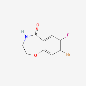 molecular formula C9H7BrFNO2 B13487122 8-Bromo-7-fluoro-2,3,4,5-tetrahydro-1,4-benzoxazepin-5-one 