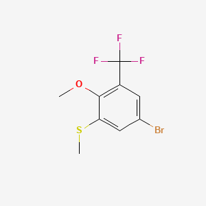 molecular formula C9H8BrF3OS B13487208 5-Bromo-2-methoxy-1-(methylsulfanyl)-3-(trifluoromethyl)benzene 