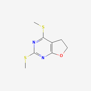 molecular formula C8H10N2OS2 B13487317 2,4-bis(methylsulfanyl)-5H,6H-furo[2,3-d]pyrimidine 