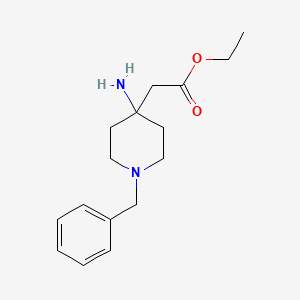 molecular formula C16H24N2O2 B13487344 Ethyl 2-(4-amino-1-benzylpiperidin-4-yl)acetate 