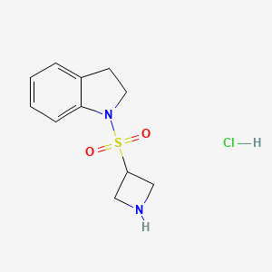 molecular formula C11H15ClN2O2S B13487511 1-(azetidine-3-sulfonyl)-2,3-dihydro-1H-indole hydrochloride 