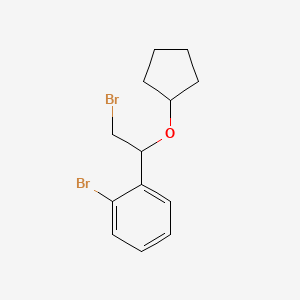 molecular formula C13H16Br2O B13487568 1-Bromo-2-(2-bromo-1-(cyclopentyloxy)ethyl)benzene 