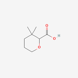 molecular formula C8H14O3 B13487577 3,3-Dimethyloxane-2-carboxylic acid CAS No. 2866335-78-4