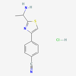 4-[2-(1-Aminoethyl)-1,3-thiazol-4-yl]benzonitrile hydrochloride