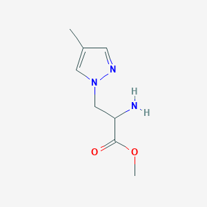 molecular formula C8H13N3O2 B13487608 methyl 2-amino-3-(4-methyl-1H-pyrazol-1-yl)propanoate 