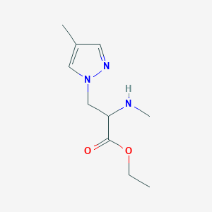 molecular formula C10H17N3O2 B13487626 Ethyl 3-(4-methyl-1h-pyrazol-1-yl)-2-(methylamino)propanoate 