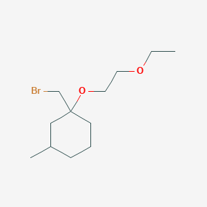 molecular formula C12H23BrO2 B13487712 1-(Bromomethyl)-1-(2-ethoxyethoxy)-3-methylcyclohexane 