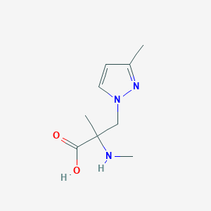 molecular formula C9H15N3O2 B13487729 2-Methyl-3-(3-methyl-1h-pyrazol-1-yl)-2-(methylamino)propanoic acid 