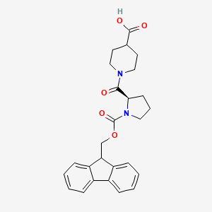 molecular formula C26H28N2O5 B13487742 1-[(2R)-1-{[(9H-fluoren-9-yl)methoxy]carbonyl}pyrrolidine-2-carbonyl]piperidine-4-carboxylic acid 