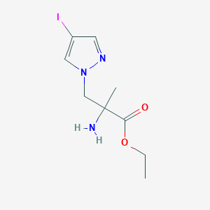 molecular formula C9H14IN3O2 B13487788 Ethyl 2-amino-3-(4-iodo-1h-pyrazol-1-yl)-2-methylpropanoate 