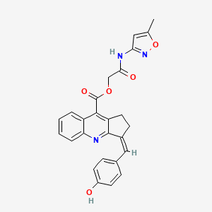 molecular formula C26H21N3O5 B13487814 [(5-methyl-1,2-oxazol-3-yl)carbamoyl]methyl 3-[(4-hydroxyphenyl)methylidene]-1H,2H,3H-cyclopenta[b]quinoline-9-carboxylate 