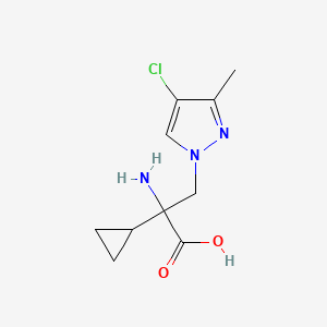 molecular formula C10H14ClN3O2 B13487872 2-Amino-3-(4-chloro-3-methyl-1h-pyrazol-1-yl)-2-cyclopropylpropanoic acid 