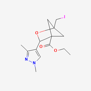 molecular formula C14H19IN2O3 B13487968 ethyl 3-(1,3-dimethyl-1H-pyrazol-4-yl)-1-(iodomethyl)-2-oxabicyclo[2.1.1]hexane-4-carboxylate 