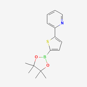 molecular formula C15H18BNO2S B13487986 2-[5-(4,4,5,5-Tetramethyl-1,3,2-dioxaborolan-2-yl)thiophen-2-yl]pyridine 