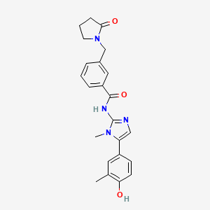 N-[5-(4-hydroxy-3-methylphenyl)-1-methyl-1H-imidazol-2-yl]-3-[(2-oxopyrrolidin-1-yl)methyl]benzamide