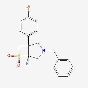 molecular formula C18H18BrNO2S B13488120 rac-(1R,5S)-3-benzyl-1-(4-bromophenyl)-6lambda6-thia-3-azabicyclo[3.2.0]heptane-6,6-dione, cis 