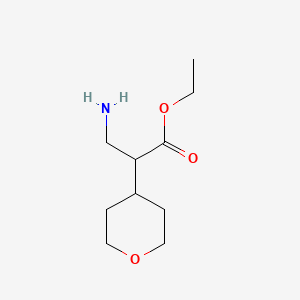 molecular formula C10H19NO3 B13488151 Ethyl 3-amino-2-(oxan-4-yl)propanoate 