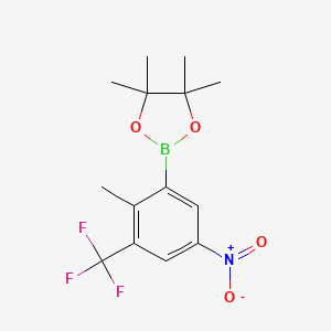 molecular formula C14H17BF3NO4 B13488171 4,4,5,5-Tetramethyl-2-(2-methyl-5-nitro-3-(trifluoromethyl)phenyl)-1,3,2-dioxaborolane 