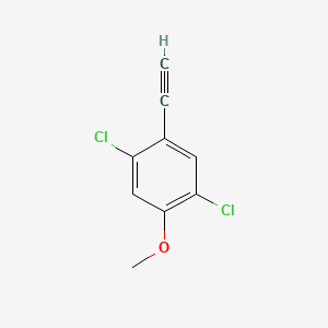 molecular formula C9H6Cl2O B13488260 1,4-Dichloro-2-ethynyl-5-methoxybenzene 