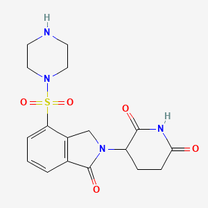 molecular formula C17H20N4O5S B13488375 3-[1-oxo-4-(piperazine-1-sulfonyl)-2,3-dihydro-1H-isoindol-2-yl]piperidine-2,6-dione 