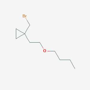 molecular formula C10H19BrO B13488409 1-(Bromomethyl)-1-(2-butoxyethyl)cyclopropane 