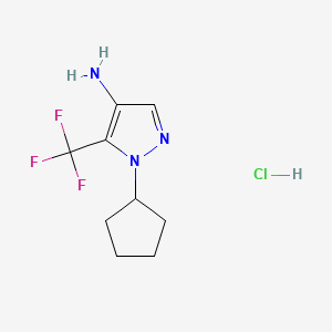 molecular formula C9H13ClF3N3 B13488426 1-cyclopentyl-5-(trifluoromethyl)-1H-pyrazol-4-amine hydrochloride 