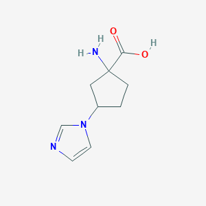 molecular formula C9H13N3O2 B13488499 1-amino-3-(1H-imidazol-1-yl)cyclopentane-1-carboxylic acid 