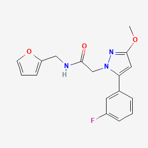 molecular formula C17H16FN3O3 B13488504 2-[5-(3-fluorophenyl)-3-methoxy-1H-pyrazol-1-yl]-N-[(furan-2-yl)methyl]acetamide 