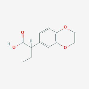 molecular formula C12H14O4 B13488530 2-(2,3-Dihydrobenzo[b][1,4]dioxin-6-yl)butanoic acid 