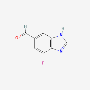 molecular formula C8H5FN2O B13488567 4-fluoro-1H-1,3-benzodiazole-6-carbaldehyde 