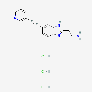 2-{5-[2-(pyridin-3-yl)ethynyl]-1H-1,3-benzodiazol-2-yl}ethan-1-amine trihydrochloride