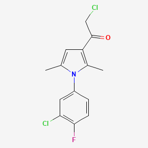 molecular formula C14H12Cl2FNO B1348858 2-chloro-1-[1-(3-chloro-4-fluorophenyl)-2,5-dimethyl-1H-pyrrol-3-yl]ethanone CAS No. 315710-83-9