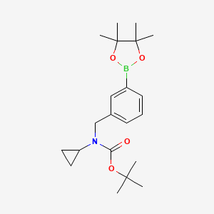 molecular formula C21H32BNO4 B13488621 Cyclopropyl-[3-(4,4,5,5-tetramethyl-[1,3,2]dioxaborolan-2-yl)-benzyl]-carbamic acid tert-butyl ester 