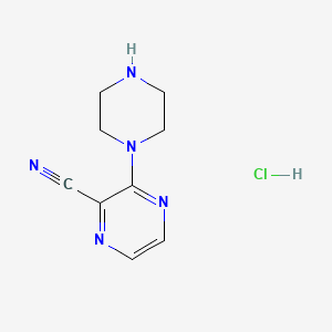 molecular formula C9H12ClN5 B13488723 3-(Piperazin-1-yl)pyrazine-2-carbonitrile hydrochloride 