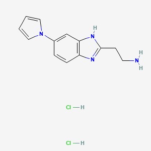 molecular formula C13H16Cl2N4 B13488834 2-[5-(1H-pyrrol-1-yl)-1H-1,3-benzodiazol-2-yl]ethan-1-amine dihydrochloride 